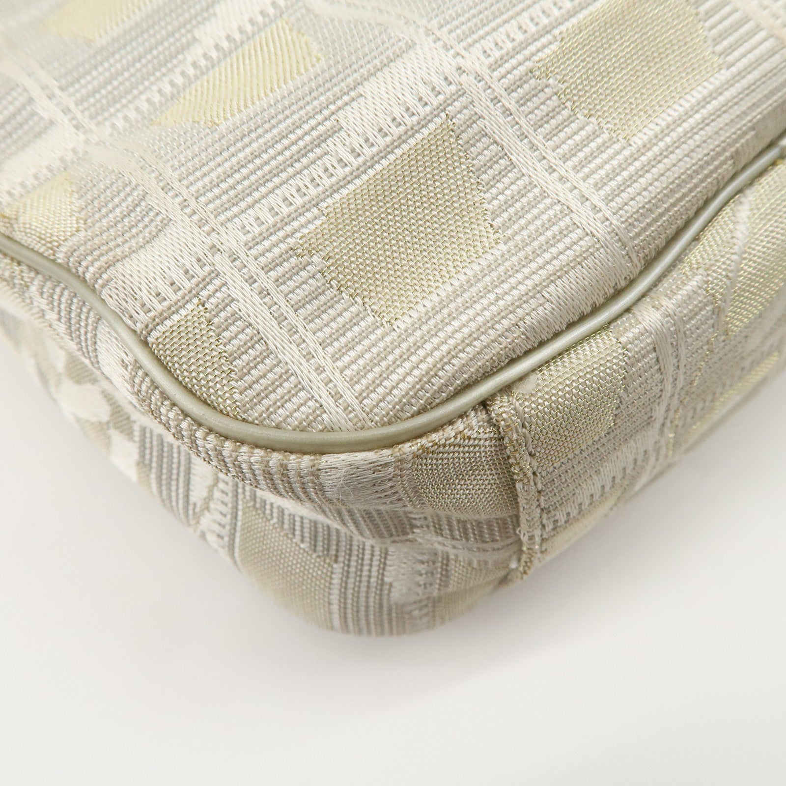 CHANEL New Travel Line Nylon Jacquard Leather Shoulder Bag Used