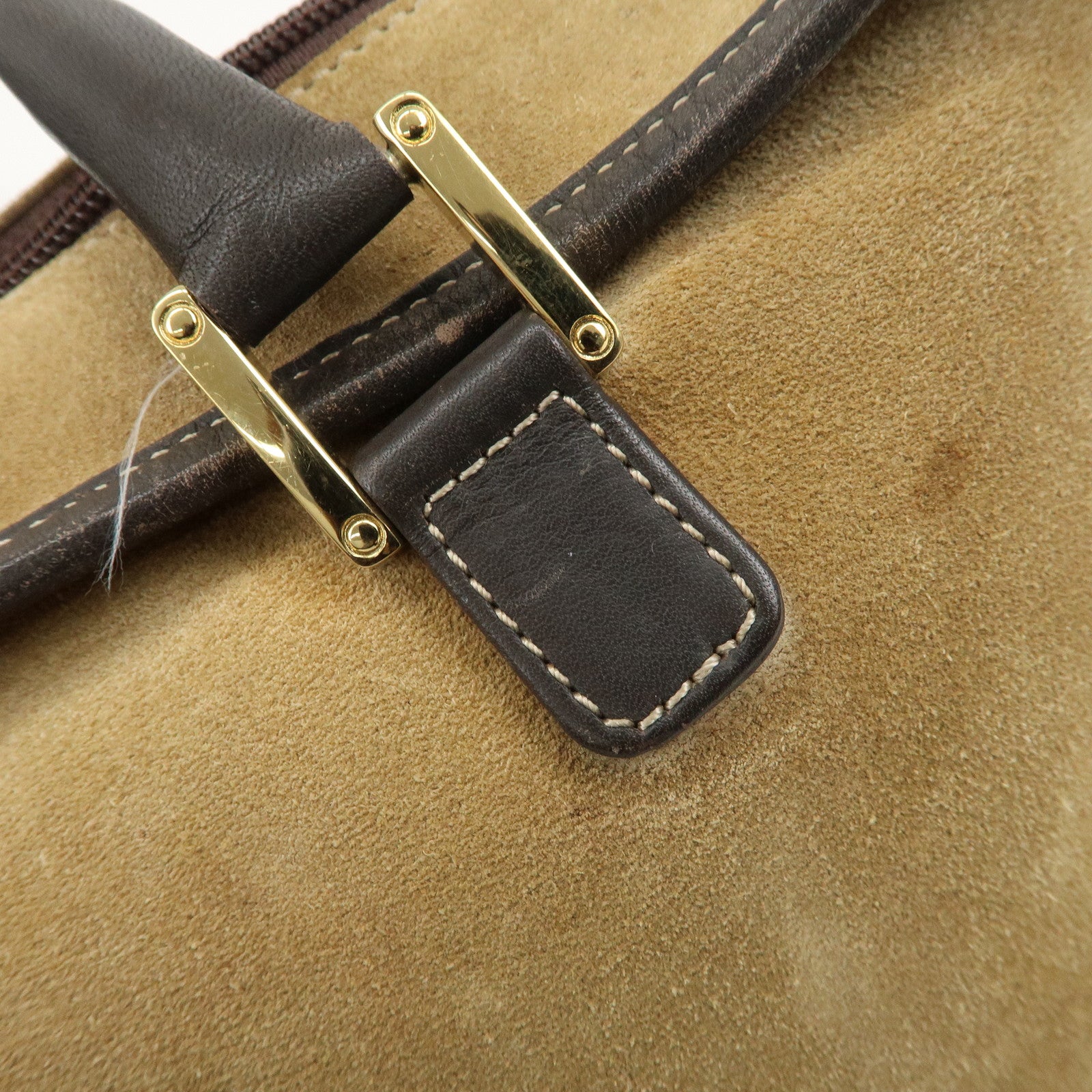 LOEWE Anagram Suede Leather Amazona 32 Hand Bag Beige Brown Used