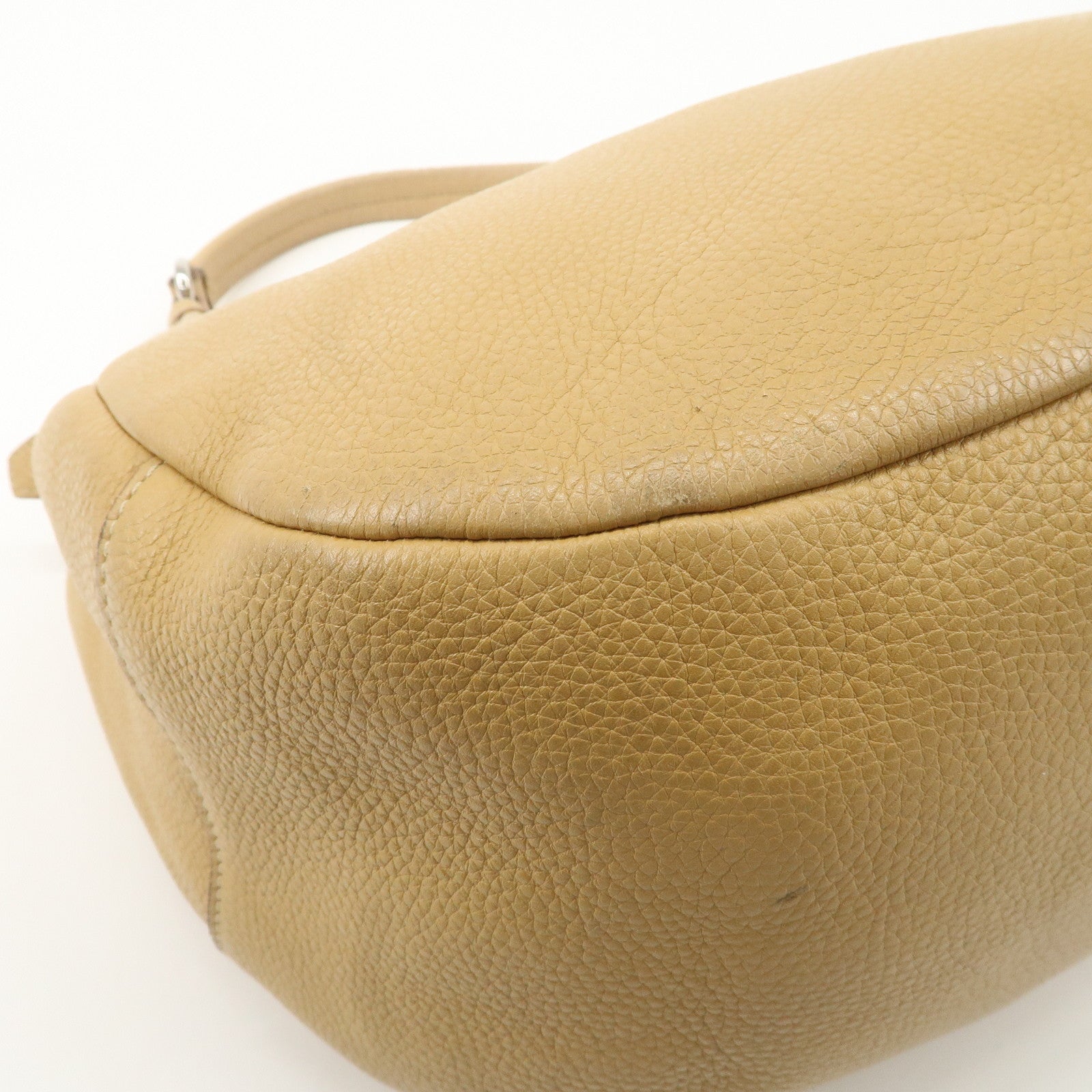 PRADA Leather Shoulder Bag Beige BR4311 Used