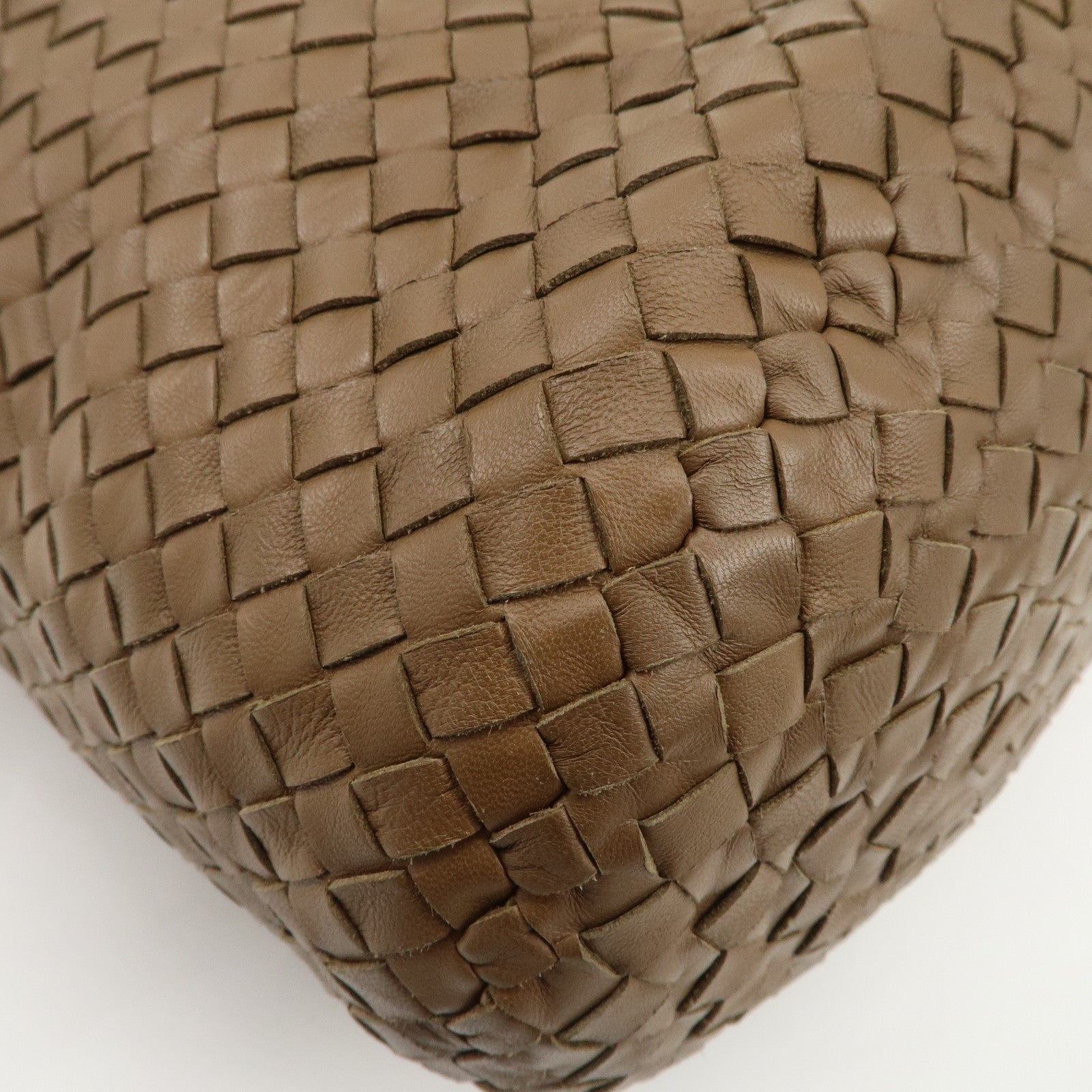 BOTTEGA VENETA Intrecciato Leather Shoulder Bag Brown Used