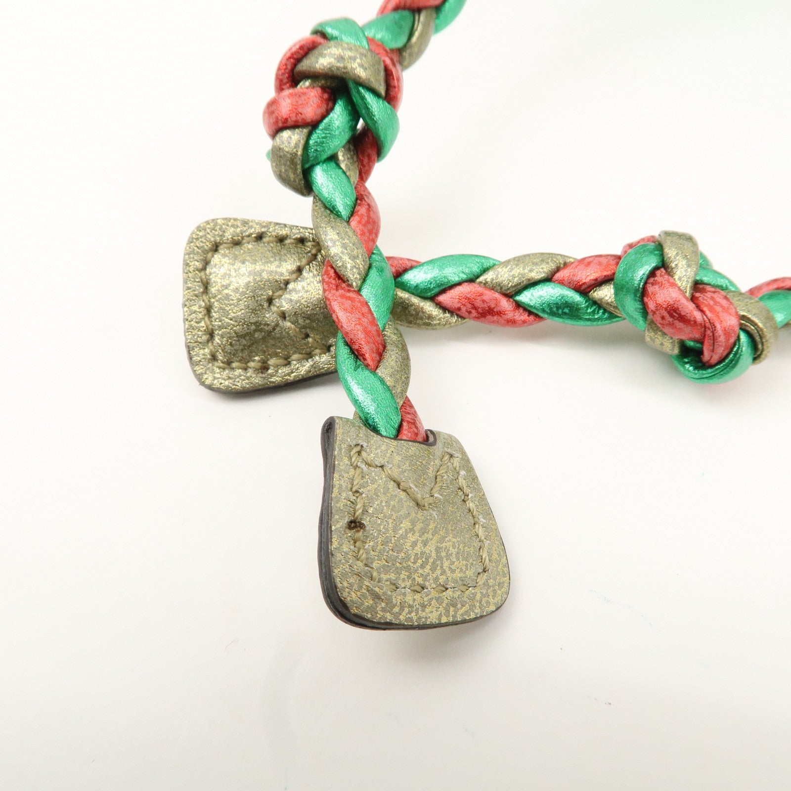 GUCCI Laminate Quilting Leather Shoulder Bag Green Red Gold 534951 Used