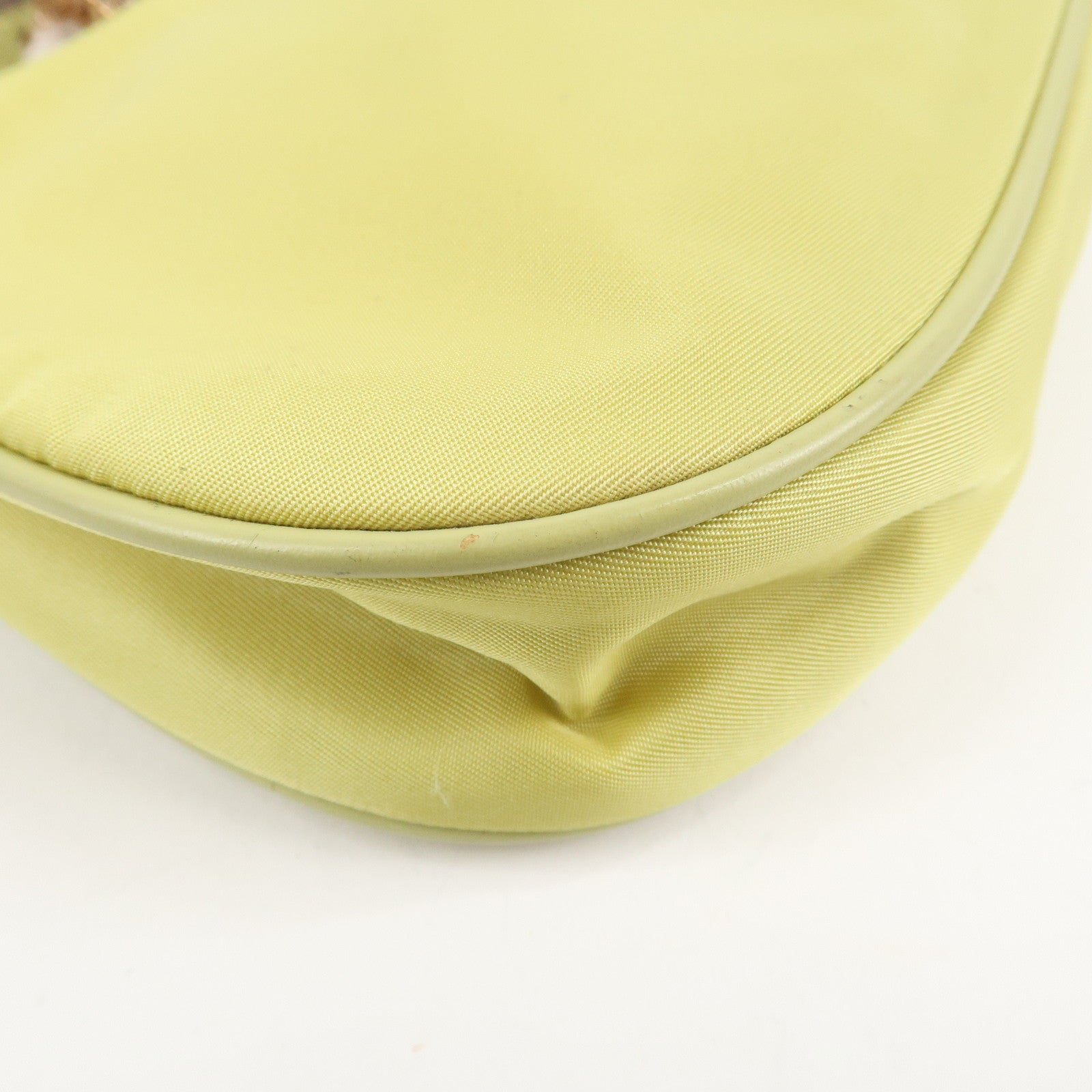 PRADA Nylon Leather Chain Shoulder Bag Yellow BR0105 Used