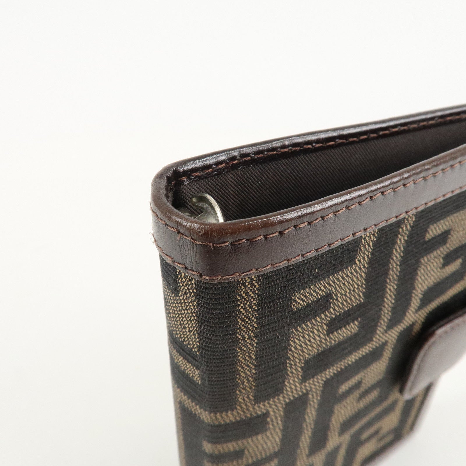 FENDI Zucca Canvas Leather Agenda Planner Cover Brown Used