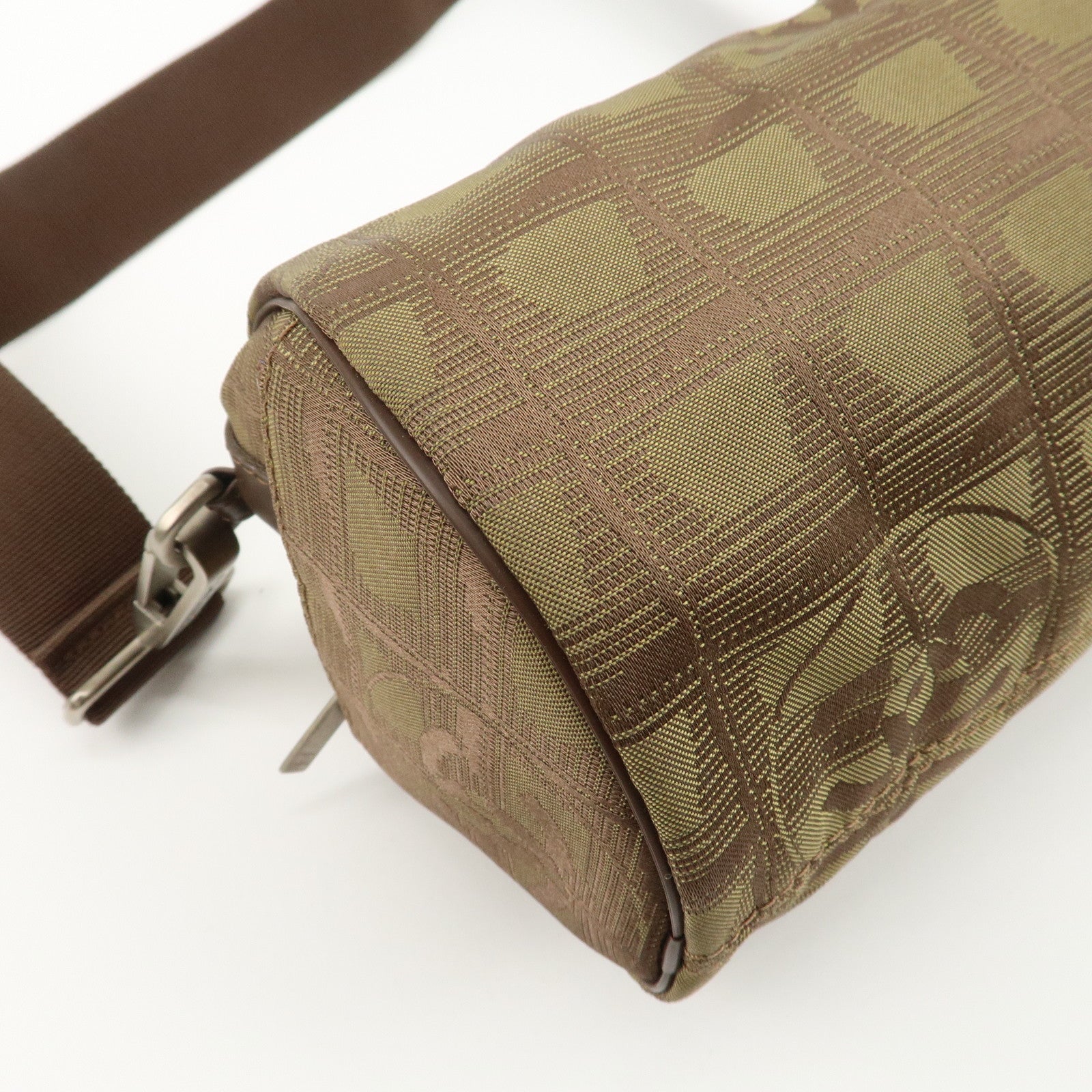 CHANEL New Travel Line Nylon Jacquard Leather Shoulder Bag A17669 Used