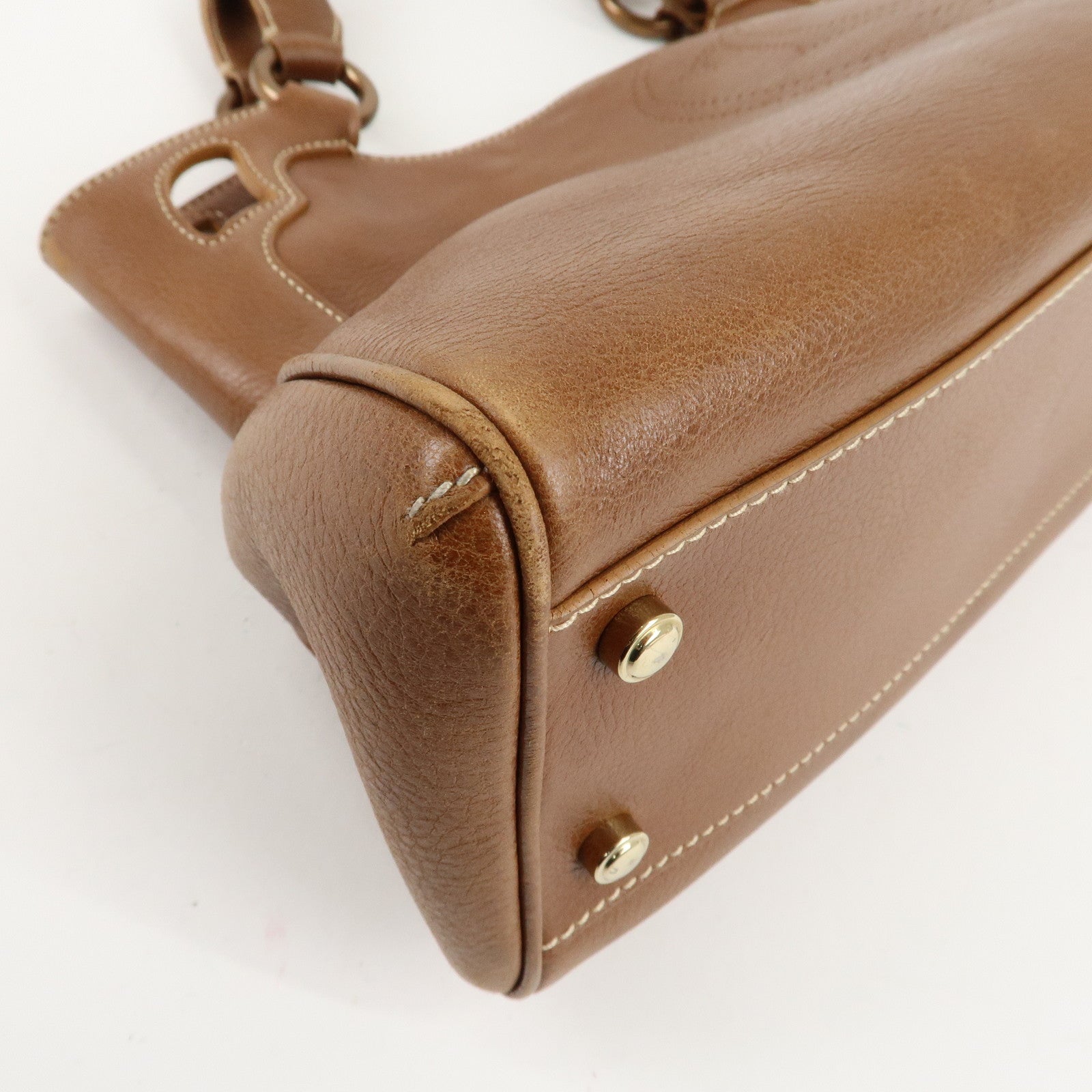 Cartier Marcello Du Cartier Leather Tote Bag Hand Bag Brown Used