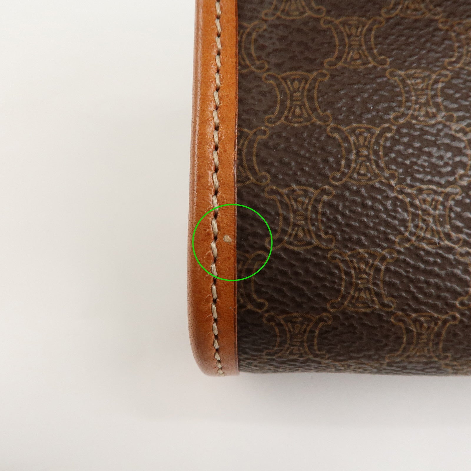 CELINE Macadam PVC Leather Pouch Cosmetic Pouch Brown Used