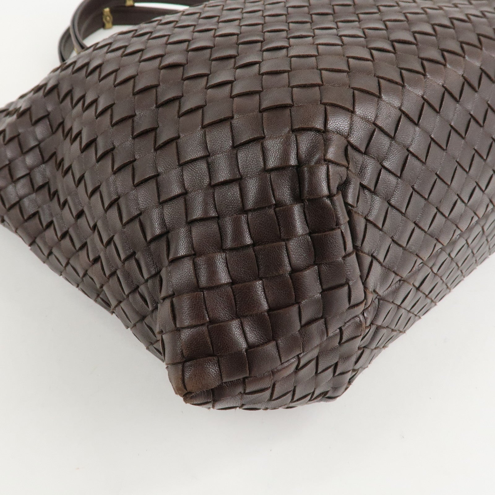 BOTTEGA VENETA Intrecciato Leather Tote Bag Dark Brown 162197 Used