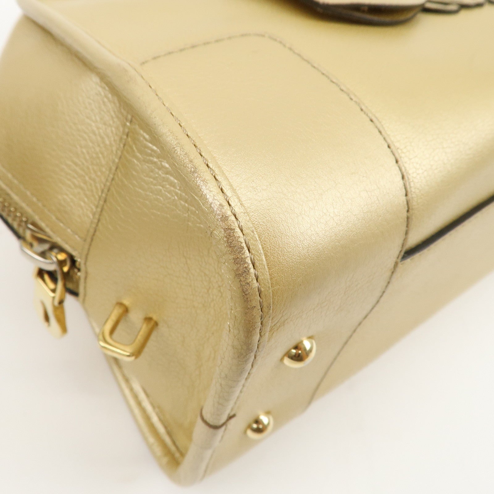 LOEWE Anagram Leather Amazona 28 Hand Bag Gold Used