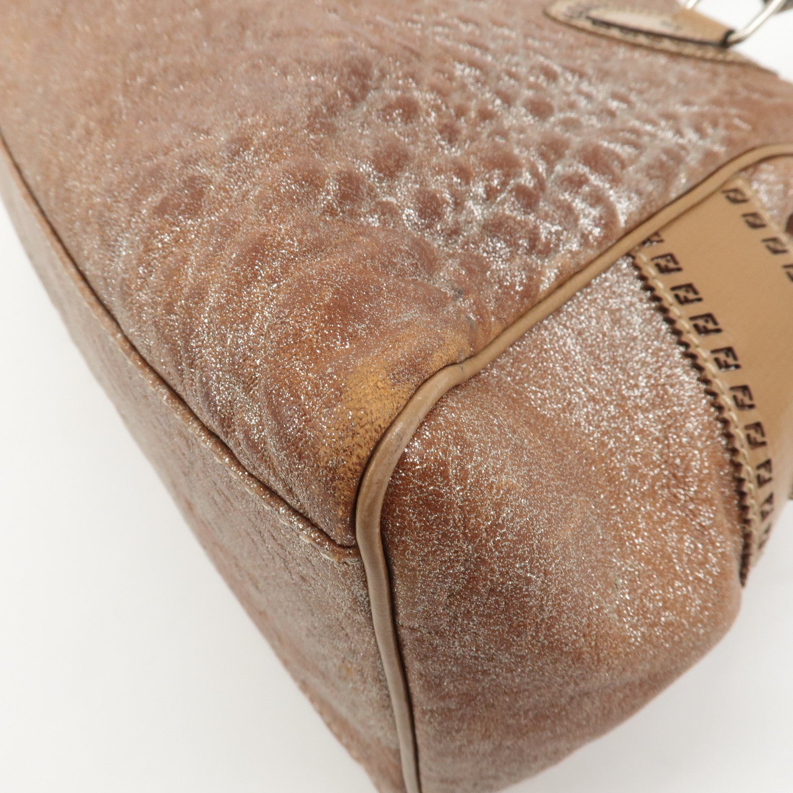 FENDI Ethnico Leather Tote Bag Shoulder Bag Beige 8BN162 Used