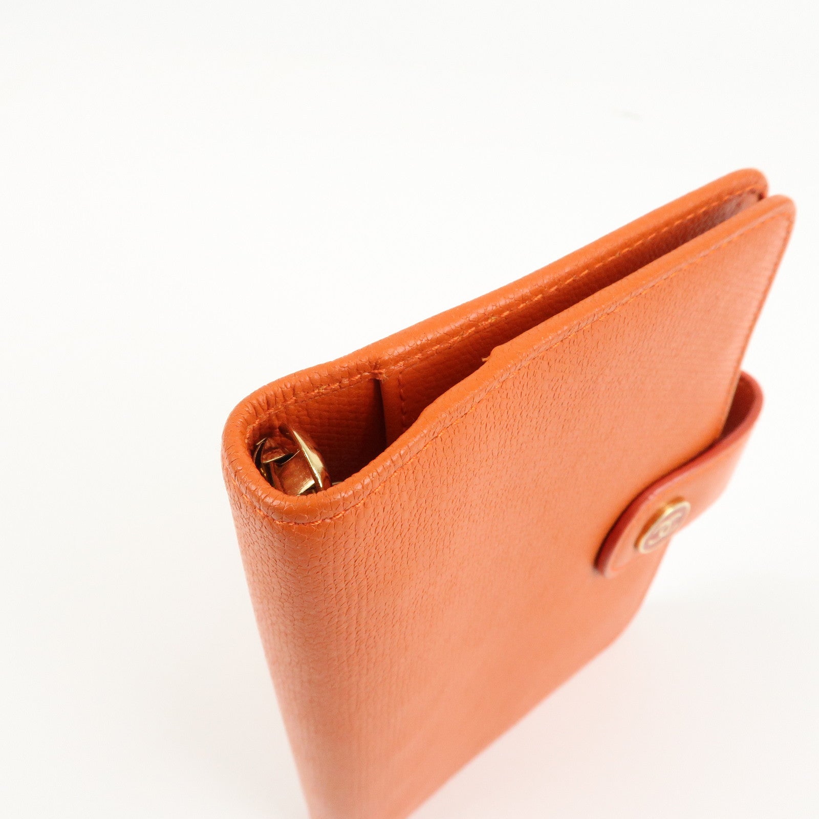 CHANEL Leather Planner Cover Orange Gold Hardware Used