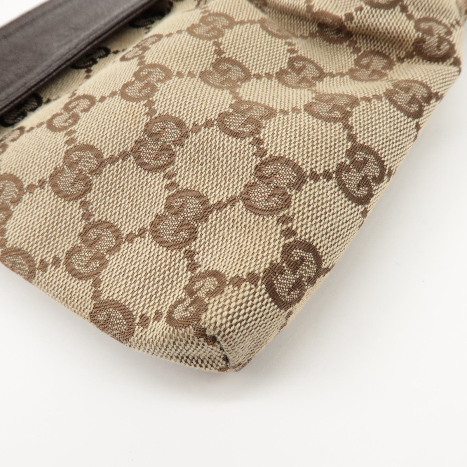 GUCCI GG Canvas Leather Waist Bag Crossbody Bag Beige Brown 28566 Used