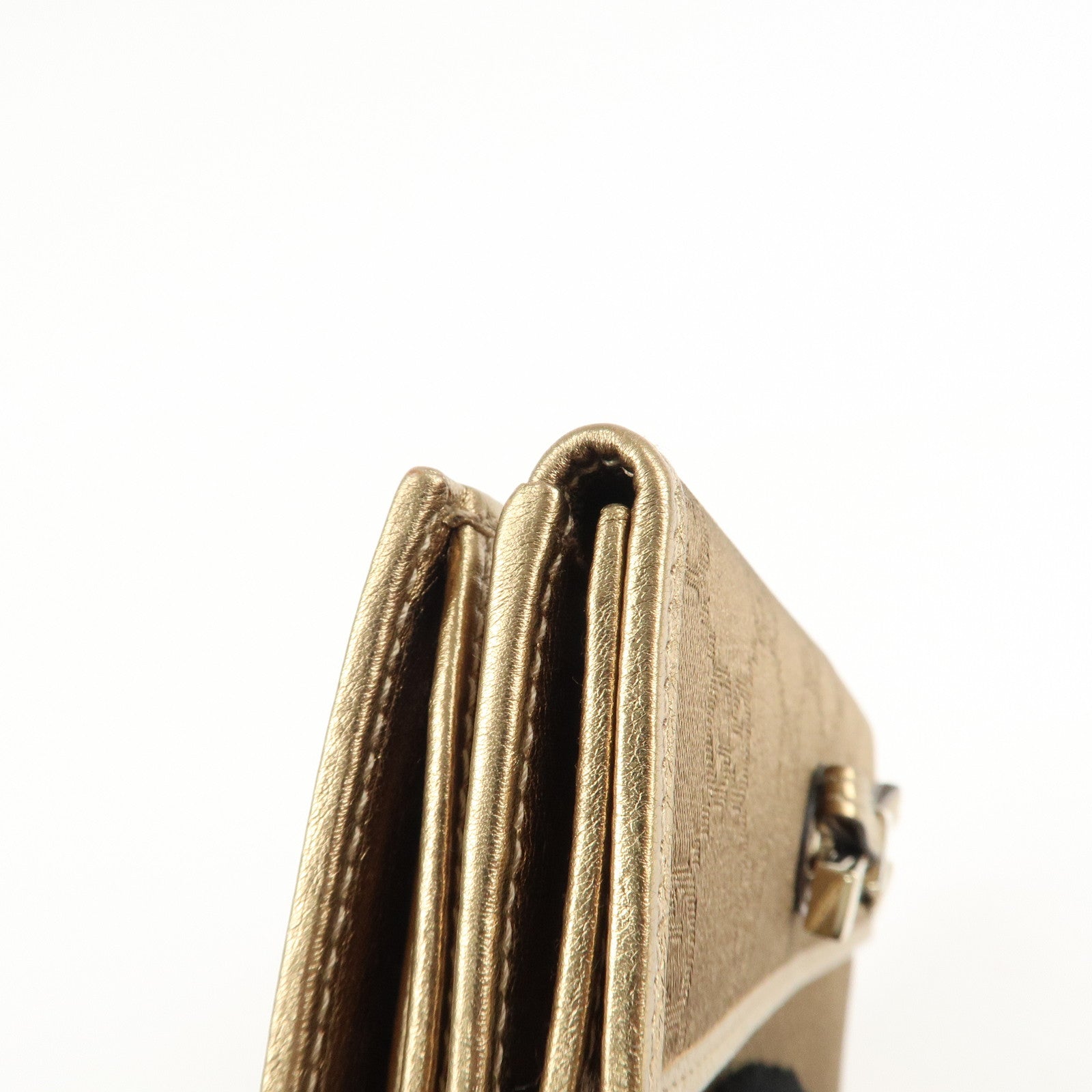 GUCCI Princy GG Satin Leather W Hook Bifold LongWallet 167464 Used