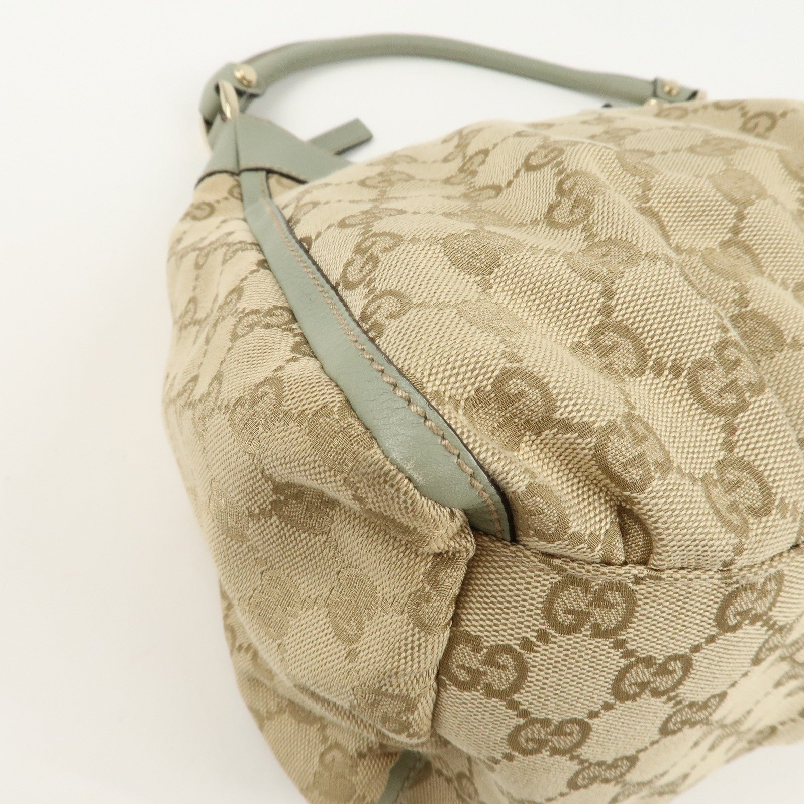 GUCCI Abbey GG Canvas Leather Shoulder Bag Beige Gold 189833 Used