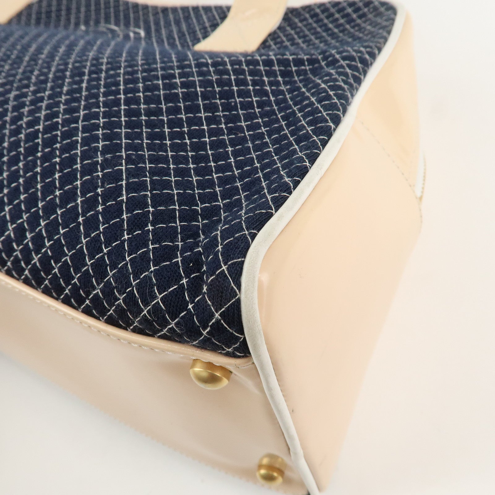 CHANEL COCO Mark Matelasse Canvas Patent Leather Tote Bag Used