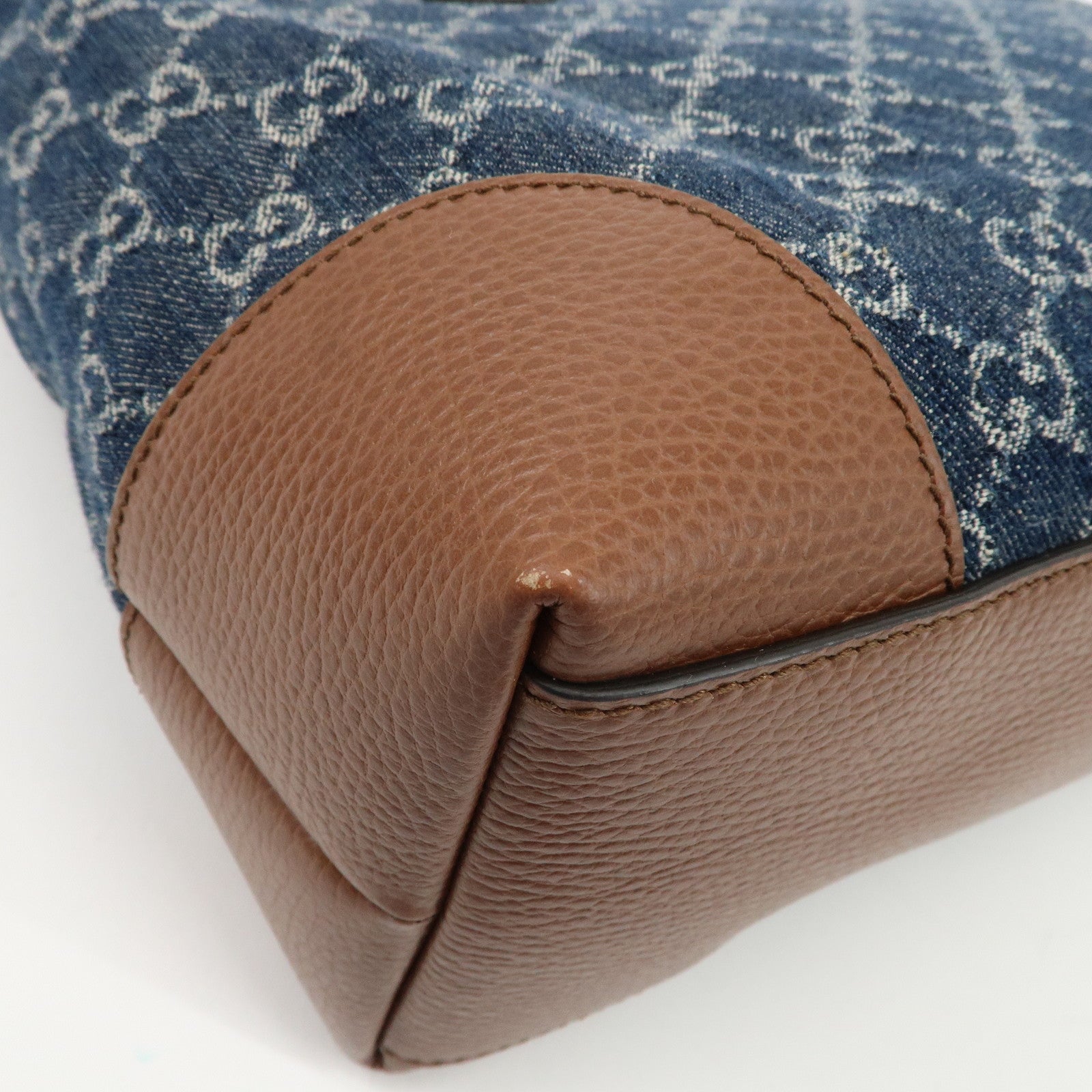 GUCCI Sherry Ophidia GG Denim Leather Medium Tote Bag 631685 Used