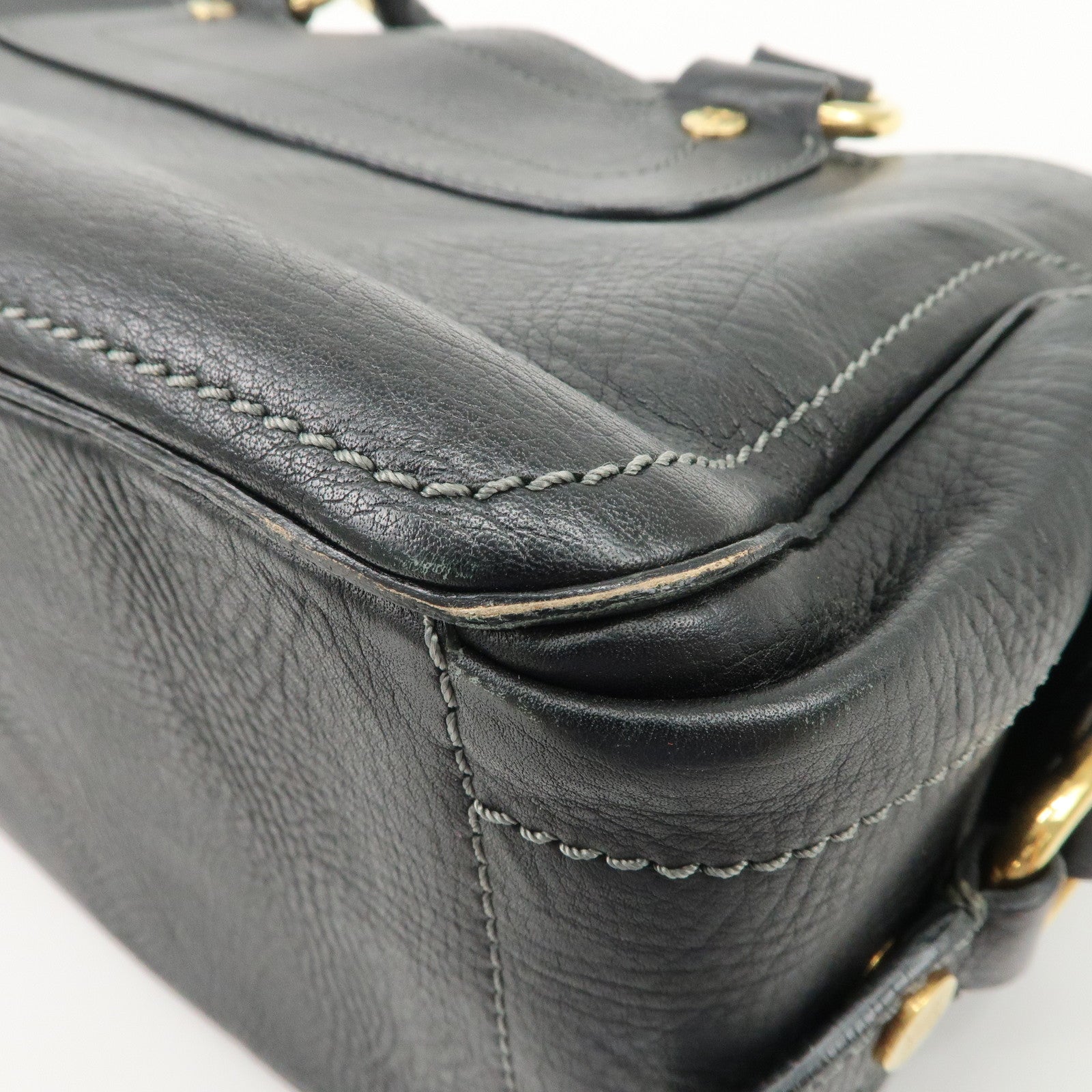 CELINE Leather Boogie Bag Hand Bag Black Used