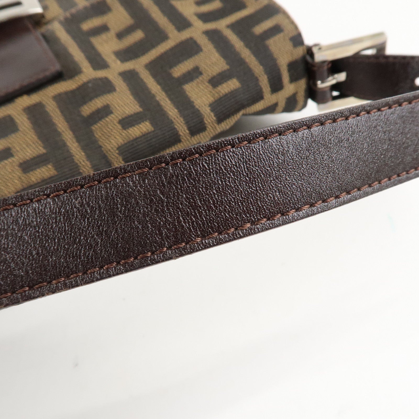 FENDI Zucca Mamma Baguette Canvas Shoulder Bag Brown Black 26424 Used