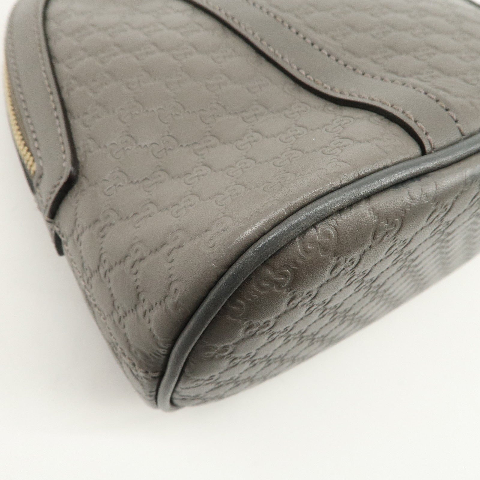 GUCCI Micro Guccissima Leather 2WAY Bag Hand Bag Gray 449654 Used