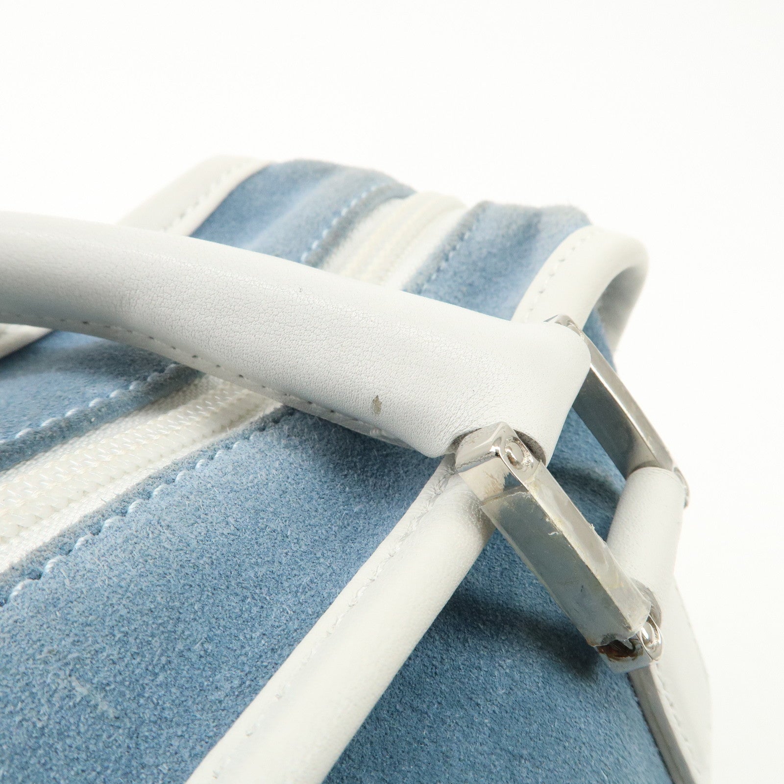 LOEWE Anagram Suede Leather Amazona 27 Hand Bag White Blue Used