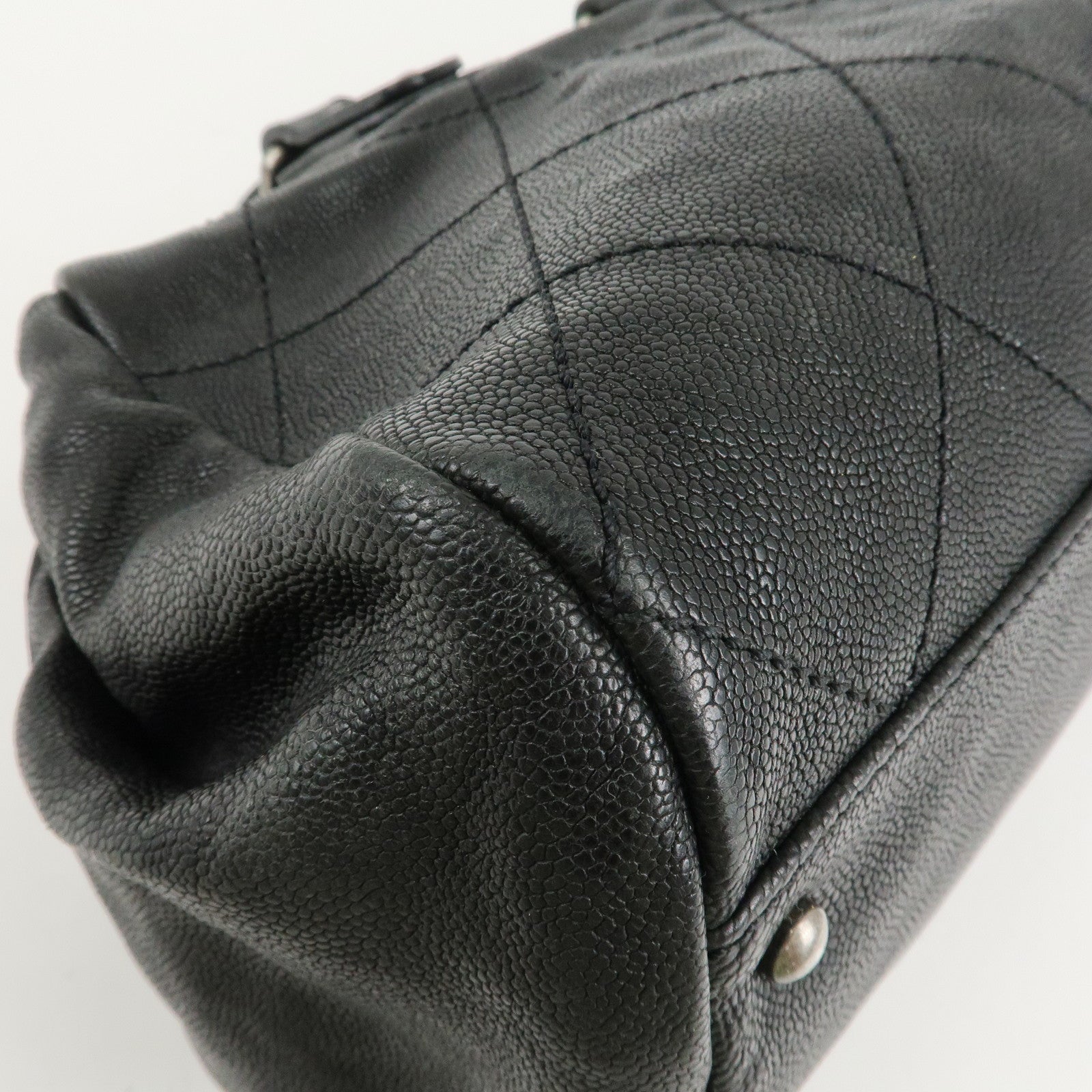 CHANEL Matelasse Caviar Skin Boston Bag Hand Bag Black A33046 Used