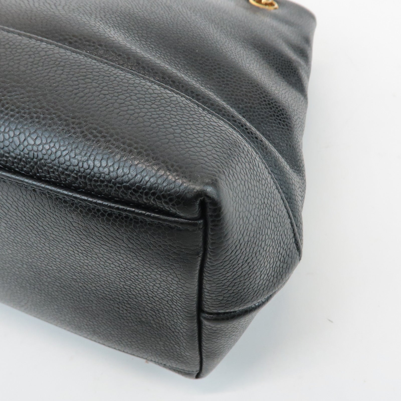 CHANEL COCO Mark Caviar Skin Chain Shoulder Bag Black Used