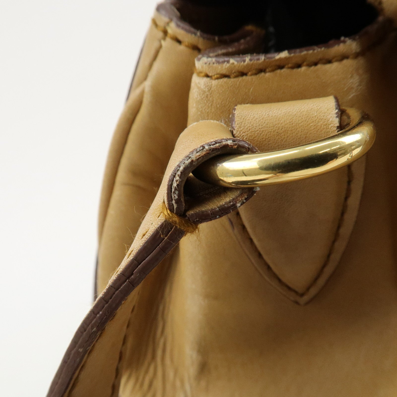 MIU MIU Leather 2Way Shoulder Bag Hand Bag Beige Used