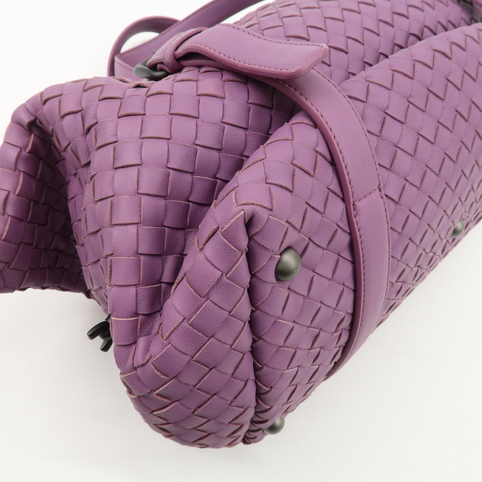BOTTEGA VENETA Intrecciato Leather Hand Bag Shoulder Bag Purple Used