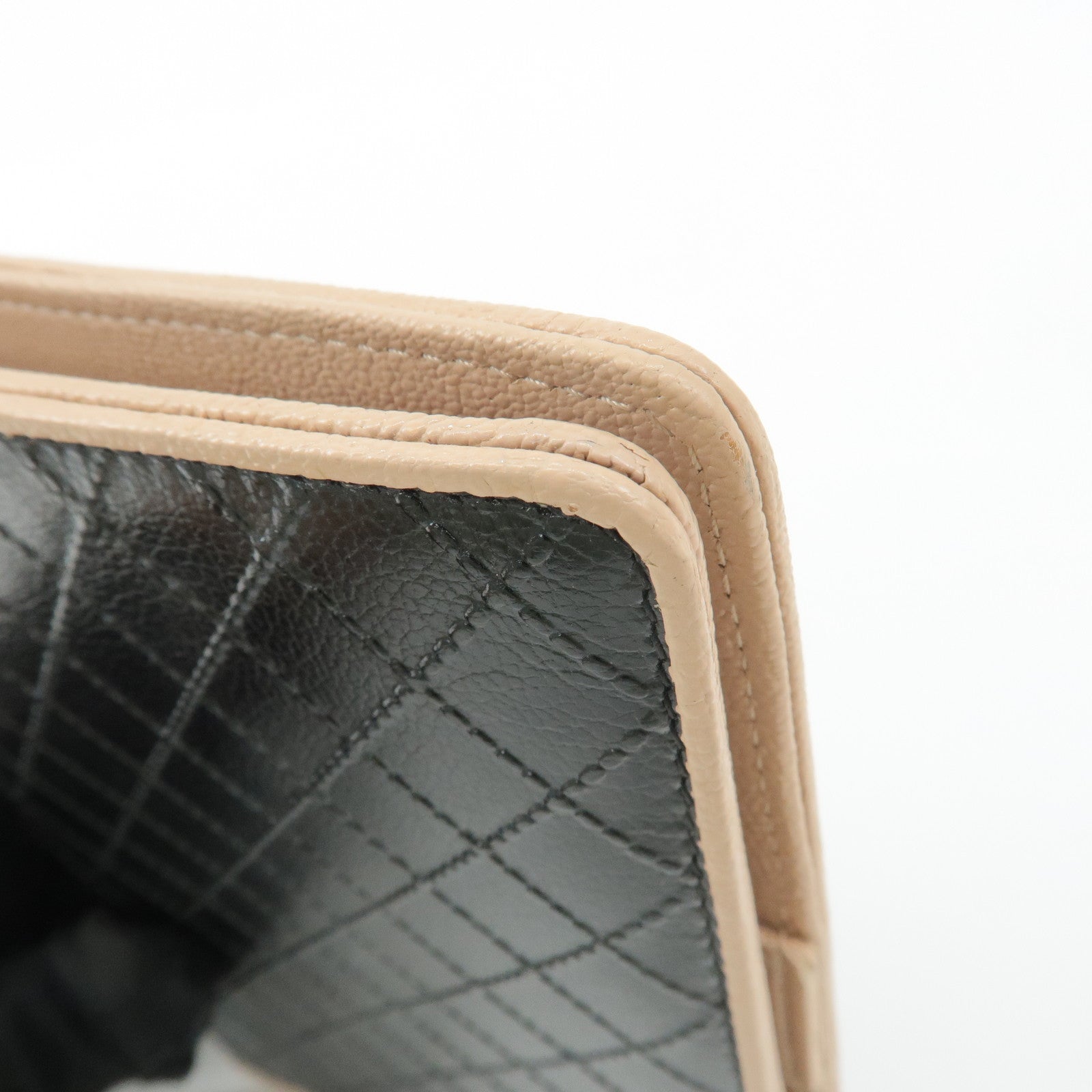 CHANEL COCO Mark Bicolore Leather Agenda Cover Black Pink Used