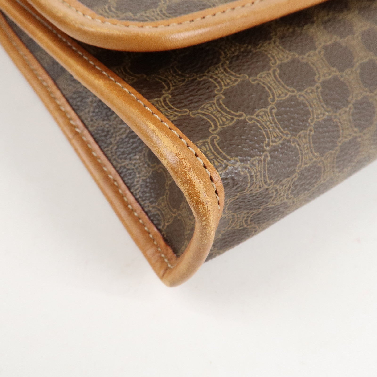 CELINE Macadam PVC Leather Shoulder Bag Hand Bag Brown Used