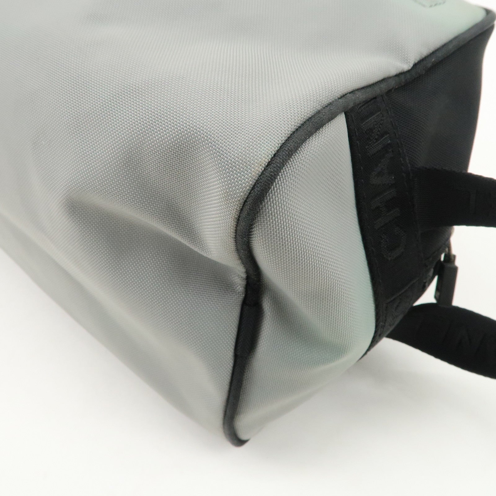 CHANEL Sportsline Nylon Canvas Shoes Bag Hand Bag Black Gray Used