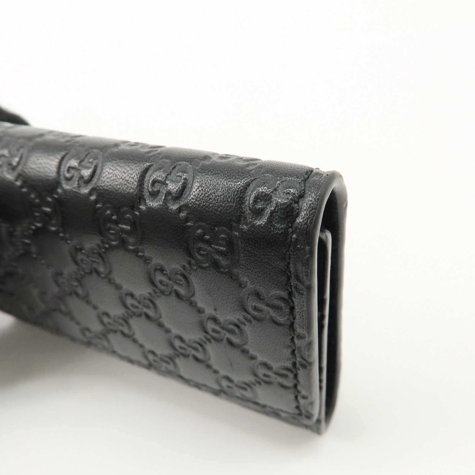 GUCCI Micro Guccissima Leather 6 Rings Key Case Black 150402 Used