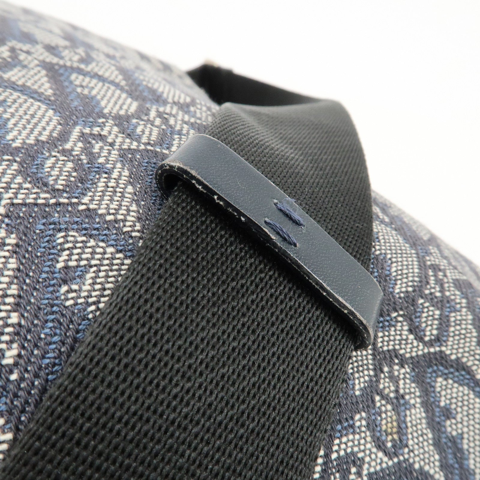 Christian Dior Trotter Canvas Leather Shoulder Bag  Navy White Used