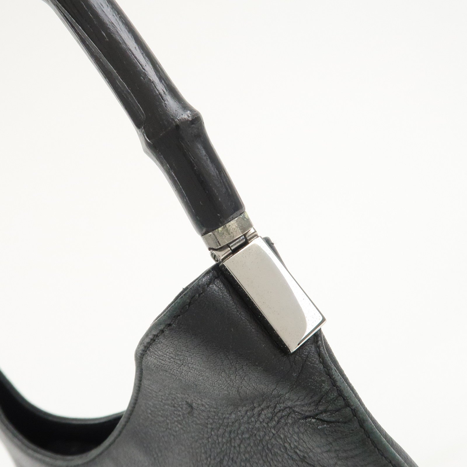 GUCCI Bamboo Leather One-Shoulder Bag Balck 001.3244.001998 Used