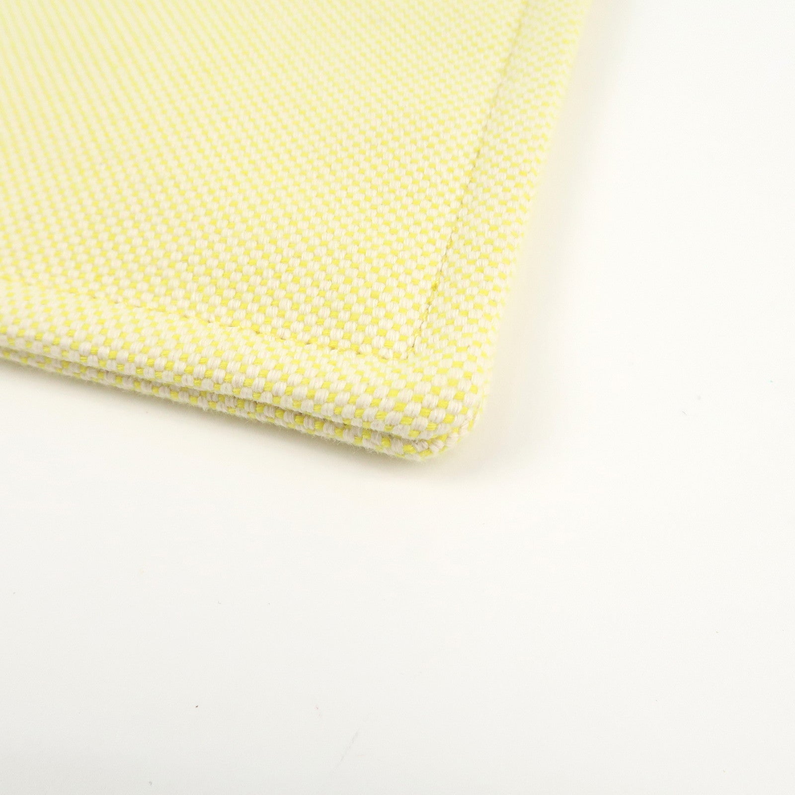 HERMES Canvas Leather H Tissage Yellow Brown Used