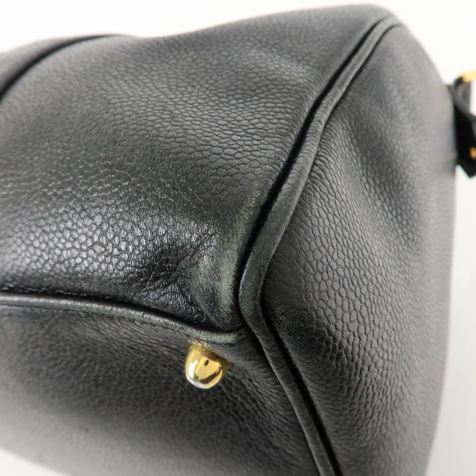CHANEL Caviar Skin 2Way Boston Bag Hand Bag Black Used
