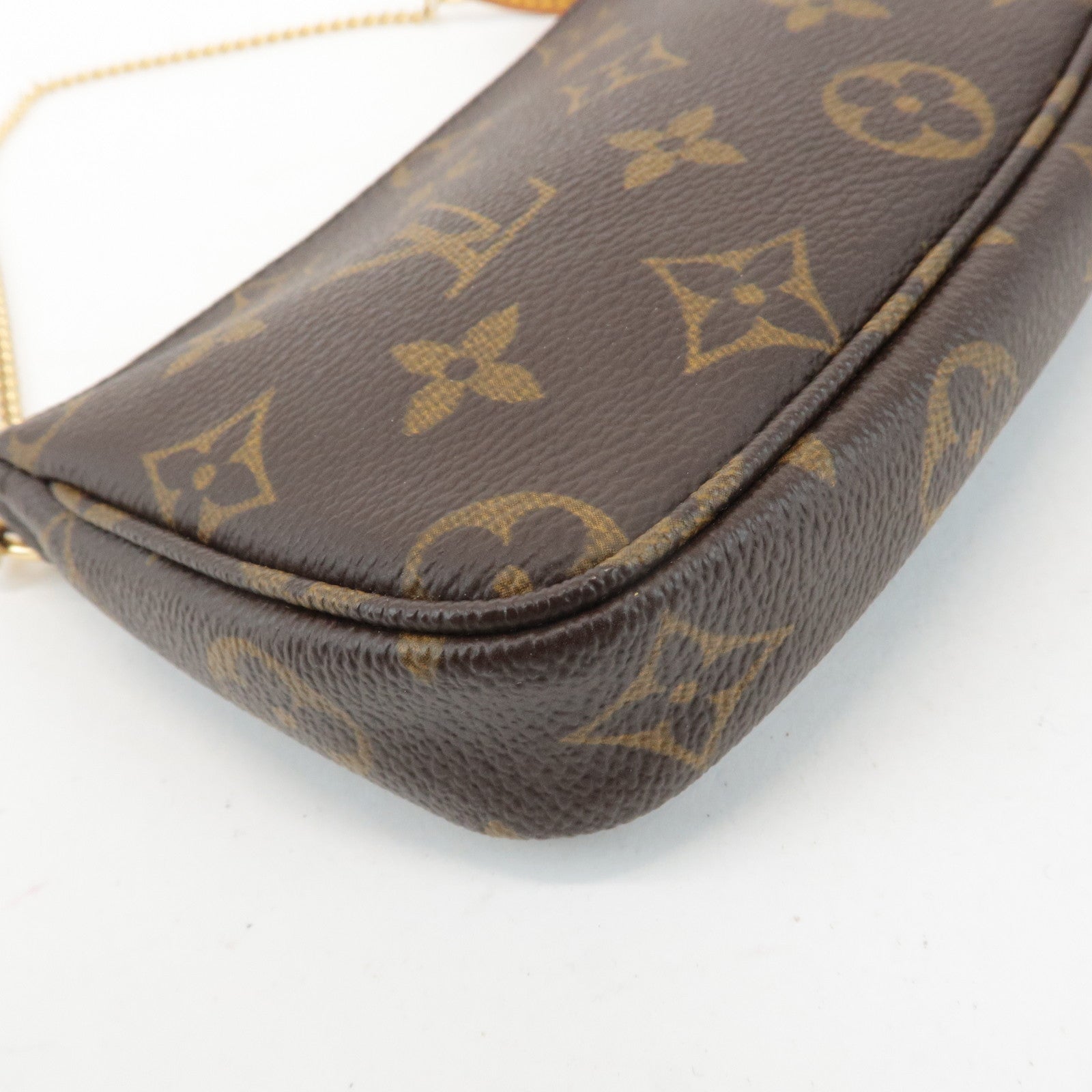 Louis Vuitton Bucket PM Pouch Hand Bag Brown Gold Hardware Used