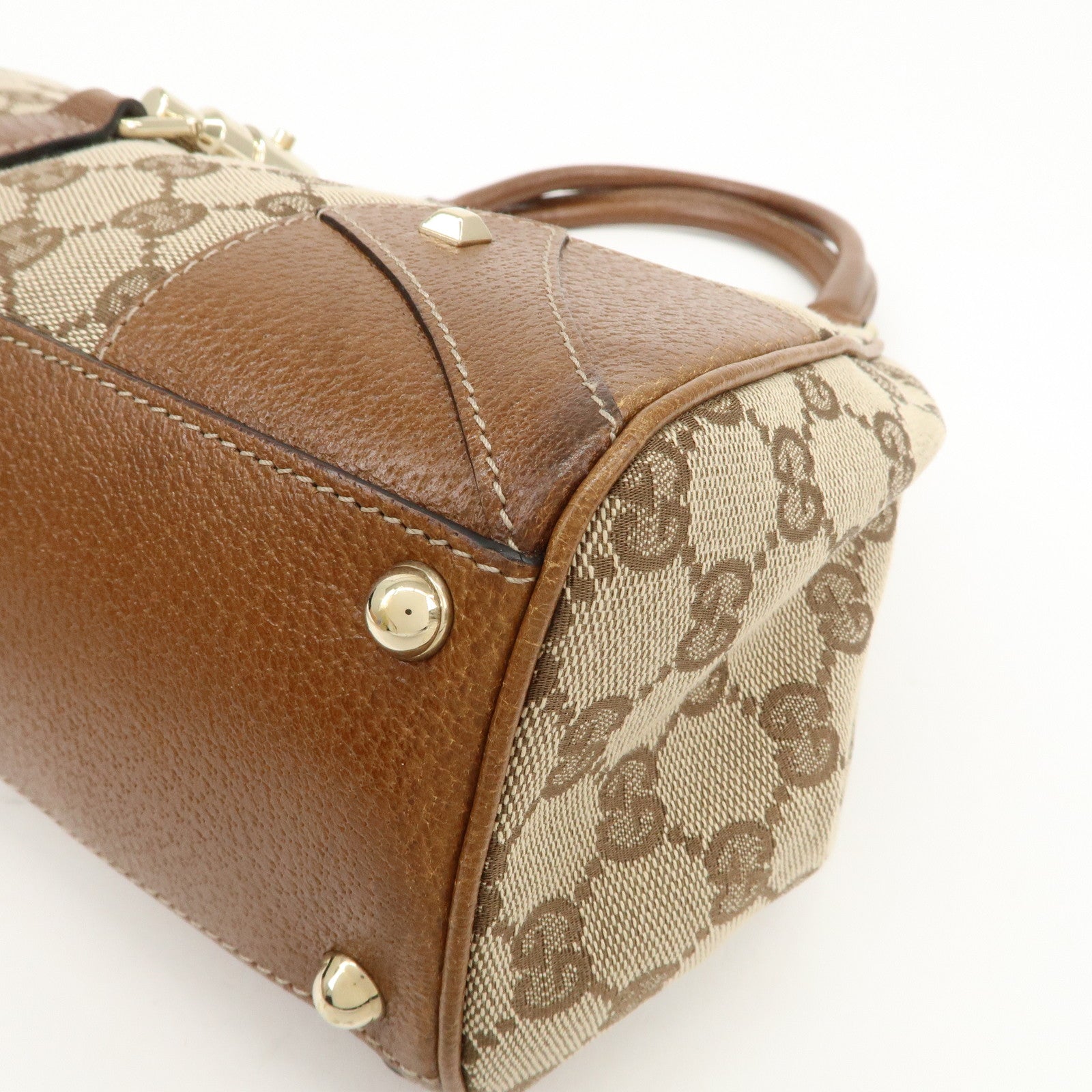 GUCCI New Jackie GG Canvas Leather Shoulder Bag Beige Brown 124407 Used