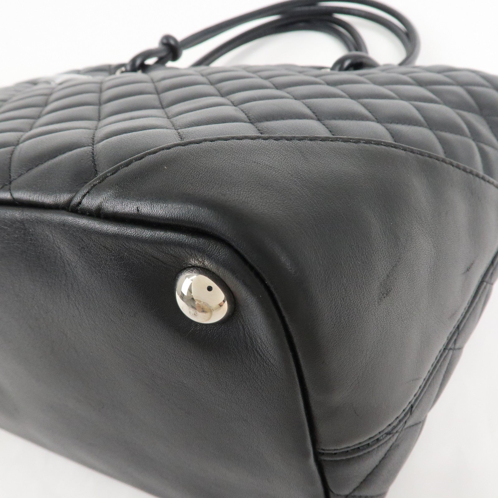 CHANEL Cambon Line Lambskin COCO Mark Large Tote Bag A25169 Used