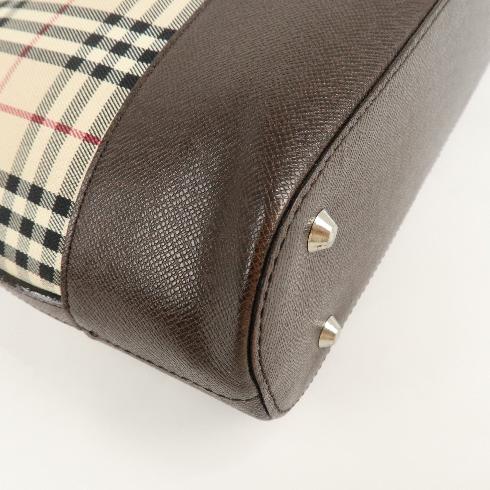 BURBERRY Canvas Leather Nova Plaid Semi Shoulder Bag Used