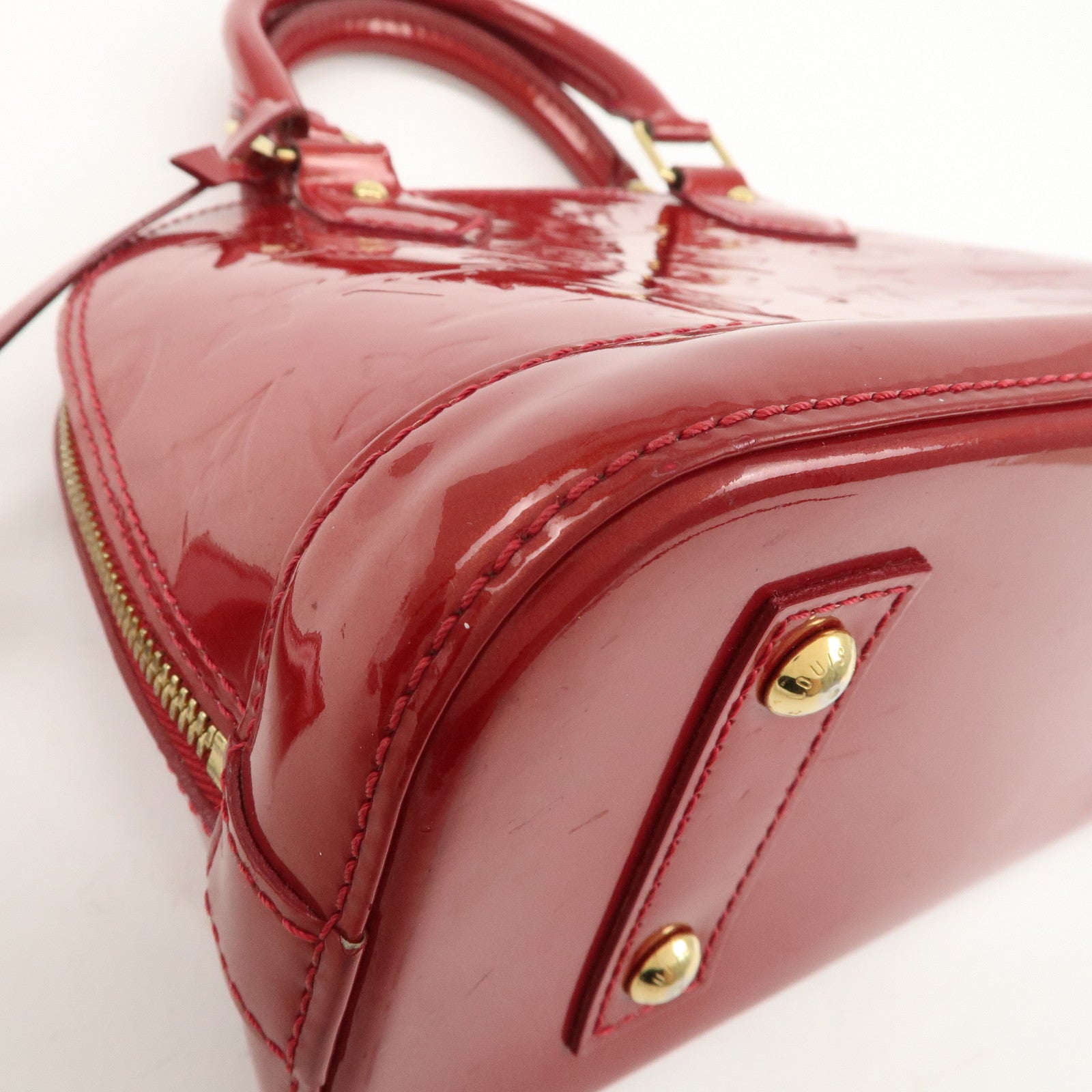 Louis Vuitton Monogram Vernis Alma BB 2Way Bag Red M91606 Used