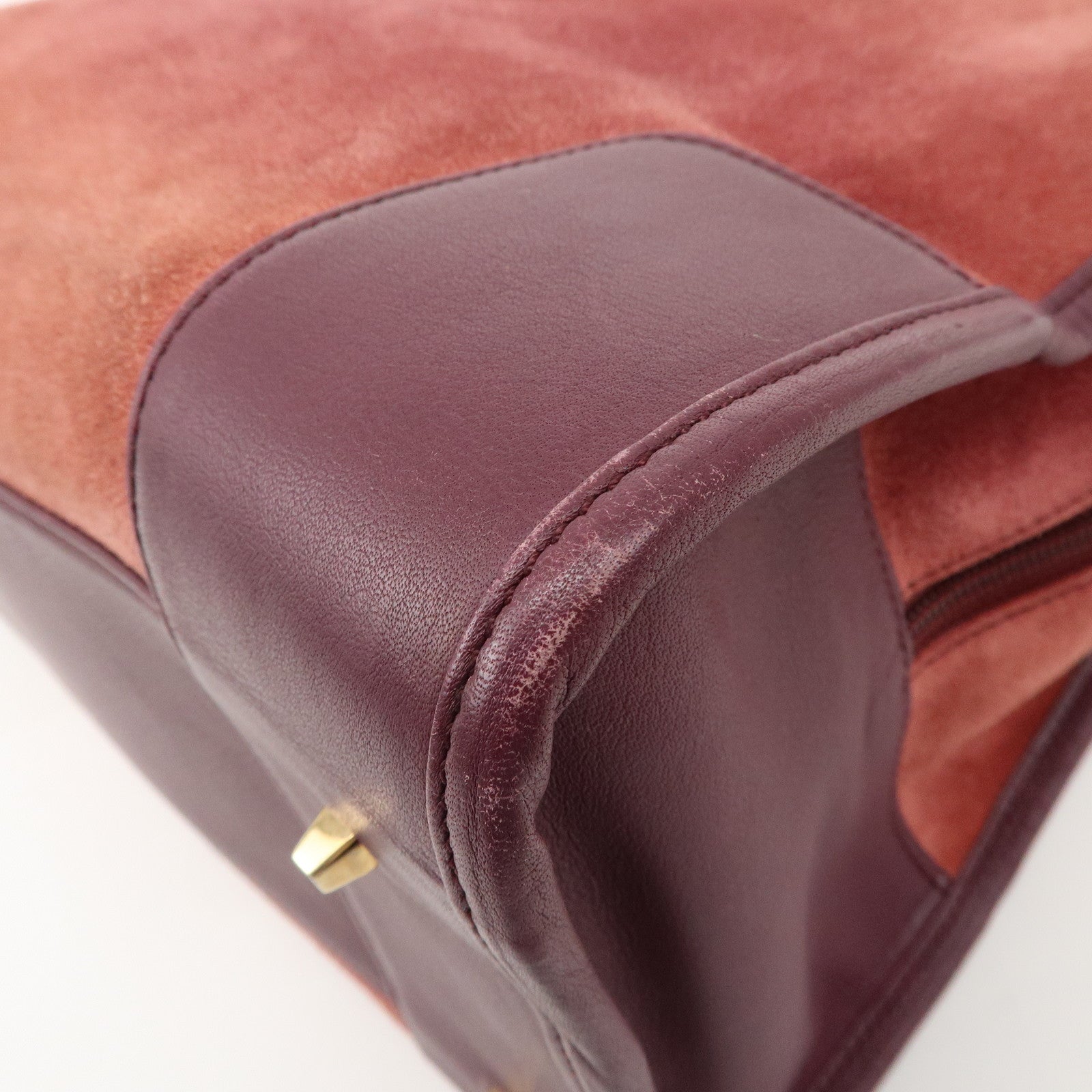 LOEWE Anagram Suede Leather Amazona 32 Hand Bag Pink Purple Used