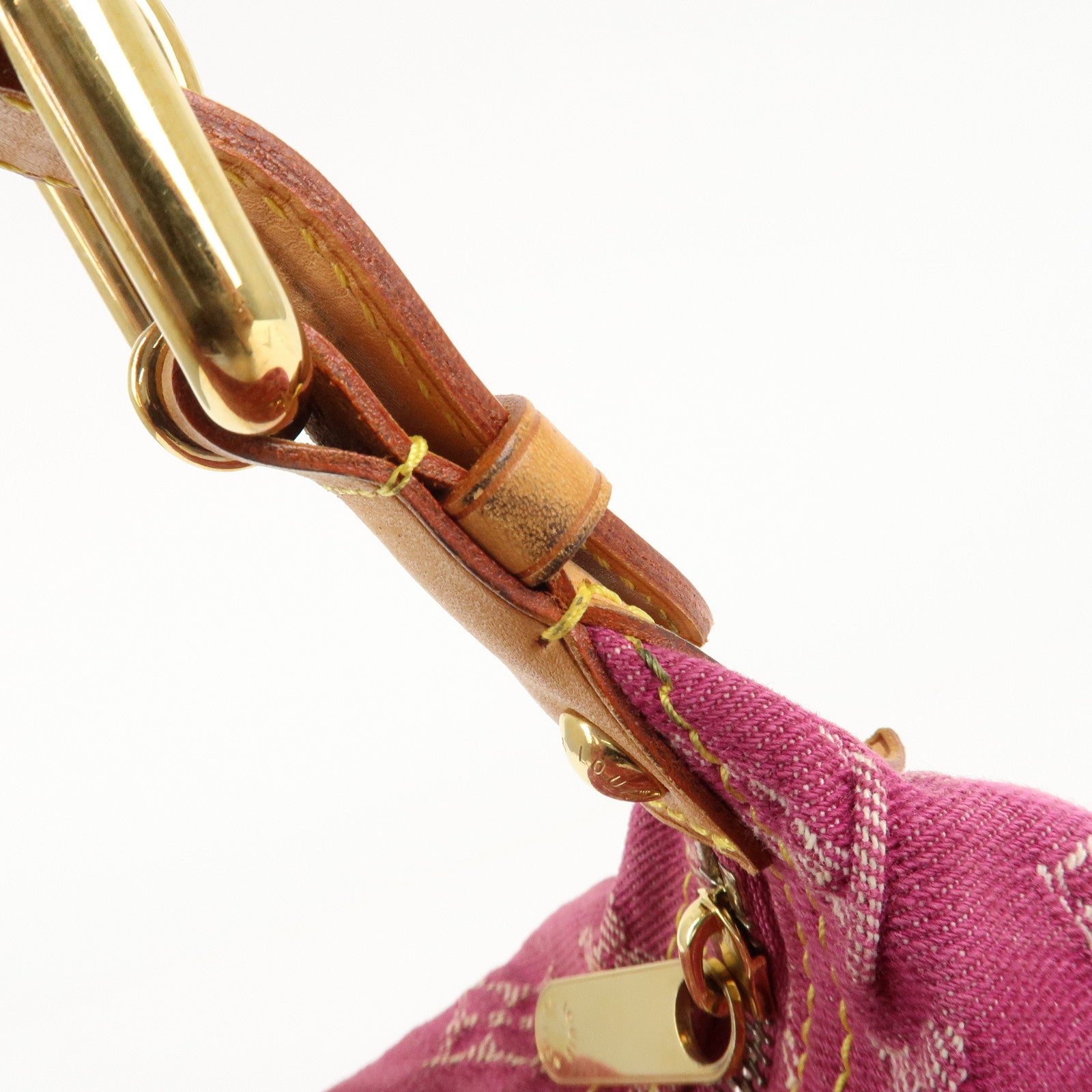 Louis Vuitton Monogram Denim Baggy PM Shoulder Bag Fuchsia M95212 Used