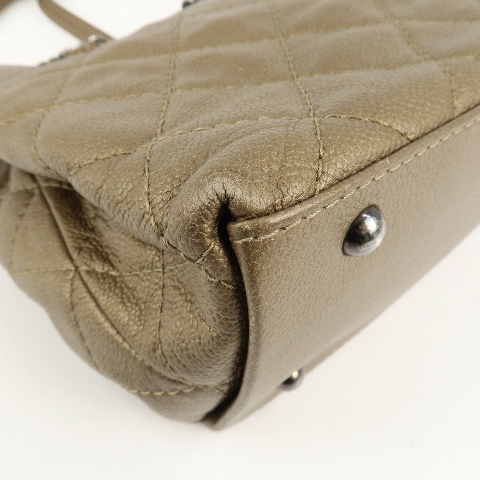 CHANEL Matelasse Caviar Skin COCO Mark Chain Tote Bag A90451 Used