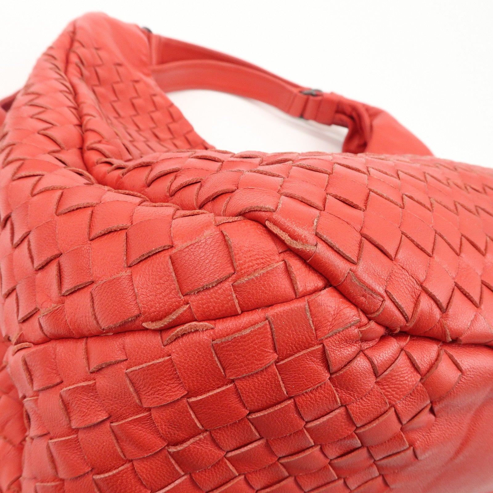 BOTTEGA VENETA Intrecciato Leather Campana Toto Bag Shoulder Bag Red Used