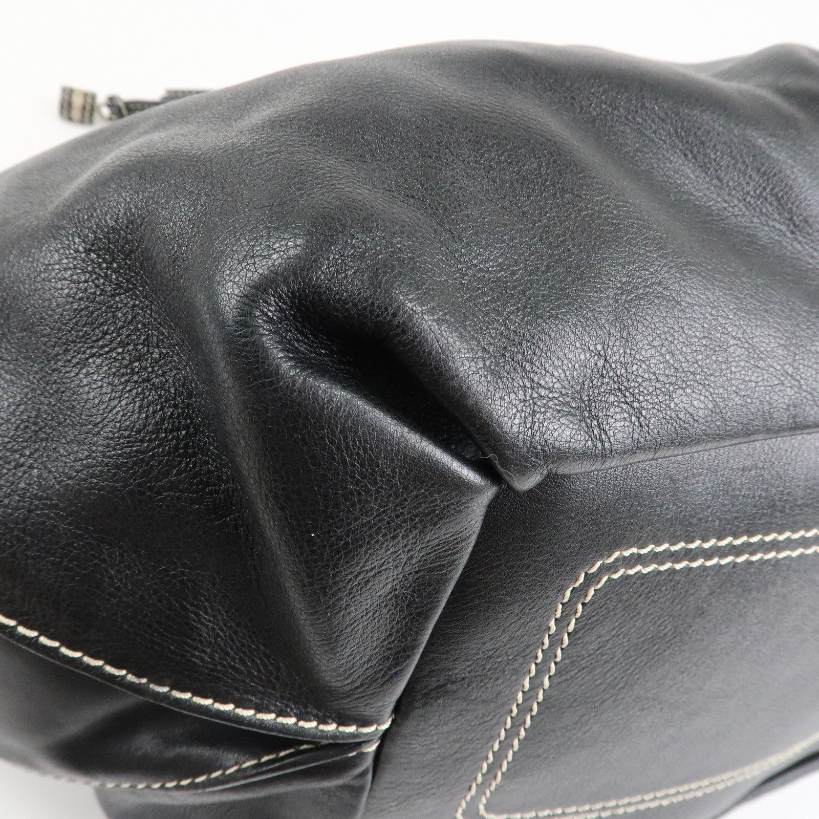 CELINE Leather Bitter Sweet Macadam Engraved Shoulder Bag Used