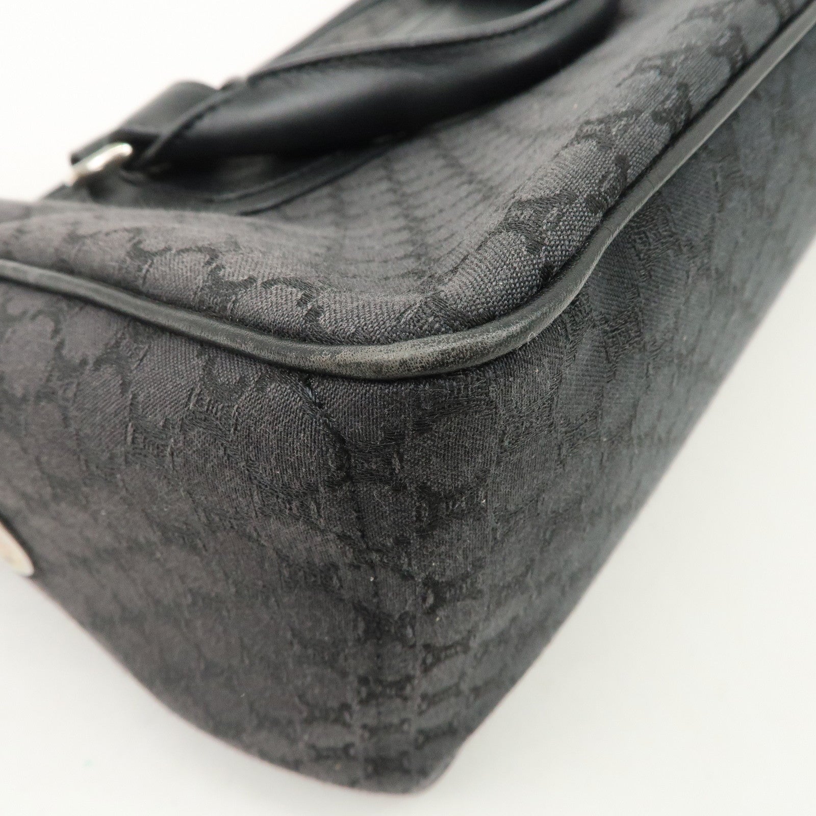CELINE Macadam Canvas Leather Hand Bag Tote Bag Black CE00/23 Used