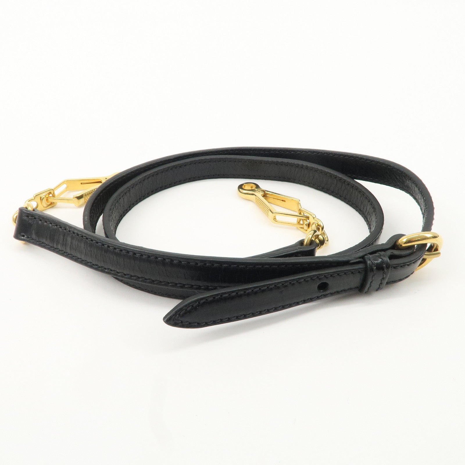 MIU MIU Leather 2Way Bag Hand Bag Shoulder Bag Black RN0685 Used