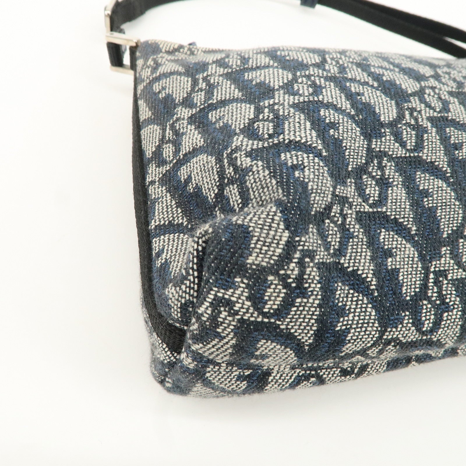 Christian Dior Trotter Canvas Leather Shoulder Bag Navy White Used