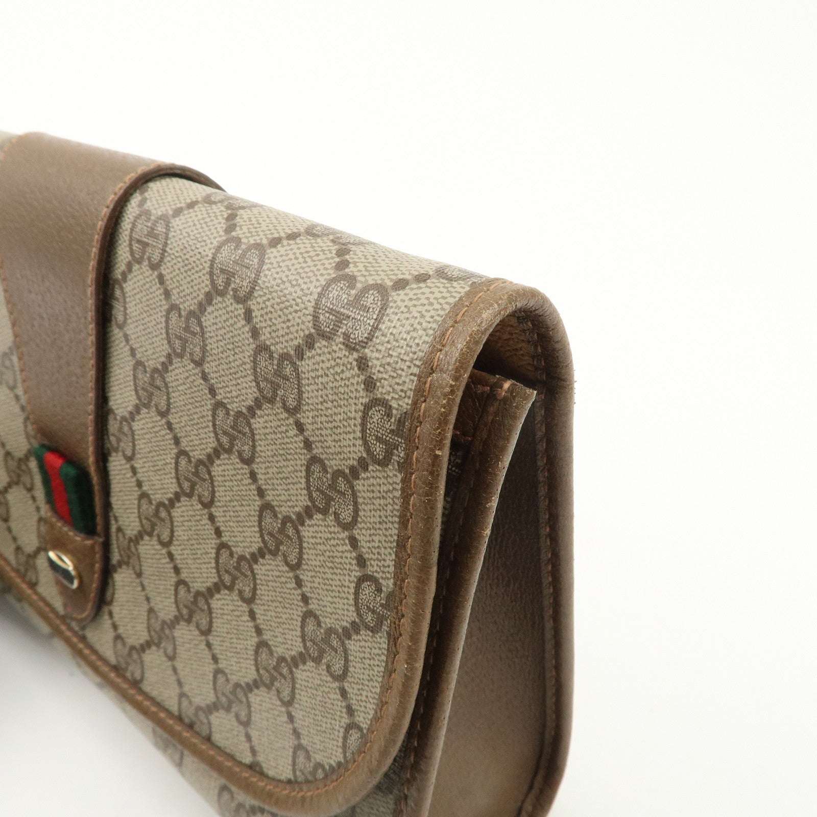 GUCCI Old Gucci Sherry GG Plus Leather Clutch Bag 89.01.030 Used