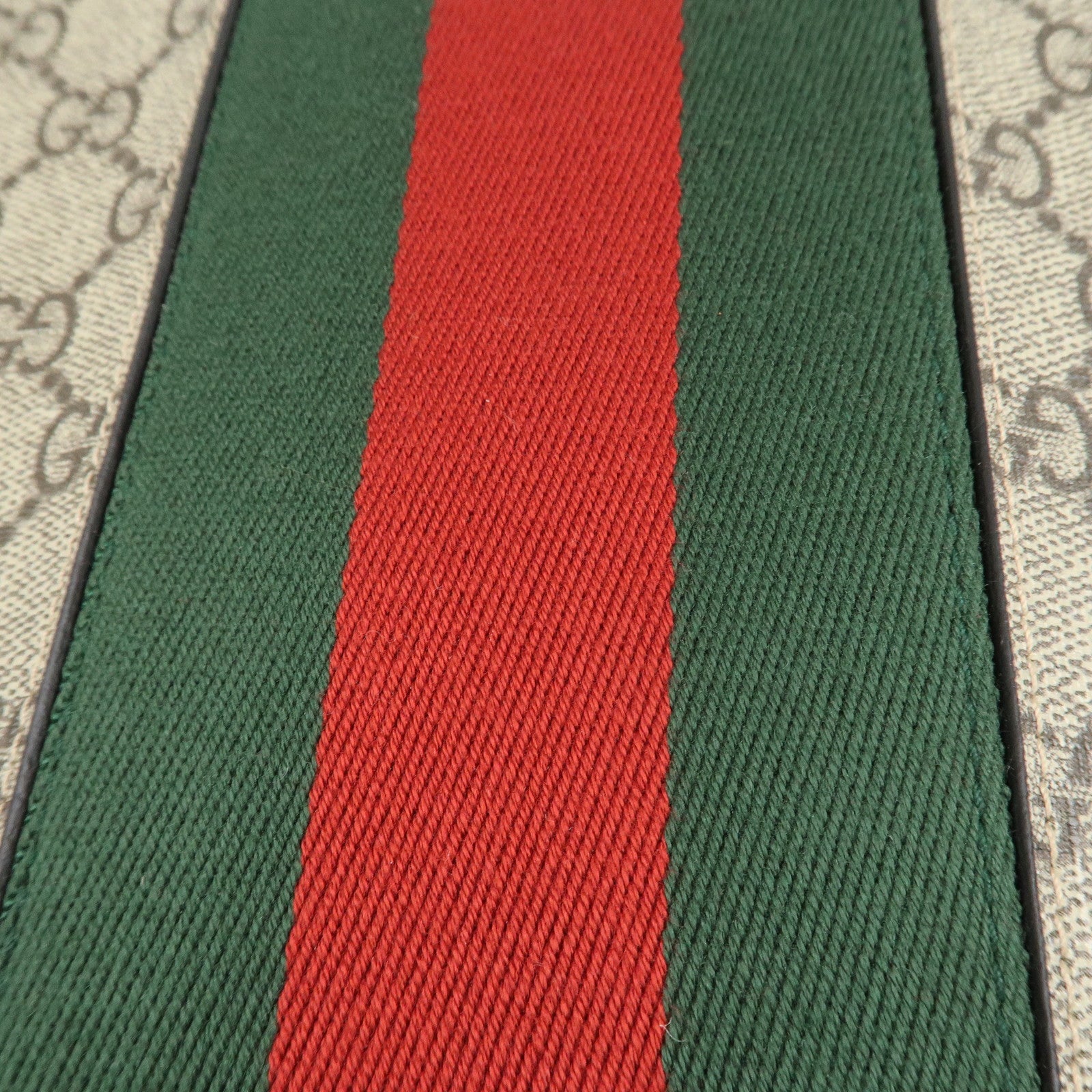 GUCCI Sherry GG Supreme Leather Clutch Bag Beige Brown 475316 Used